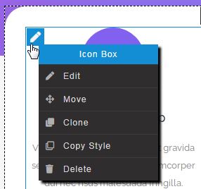 XRipe user interface -  constructor - workspace element - iconbox context menu