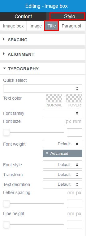 XRipe :  website builder image box element edit style title