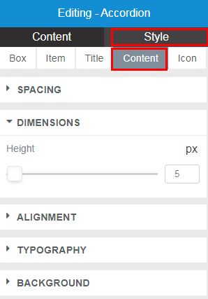 XRipe :  website builder accordion element edit style content